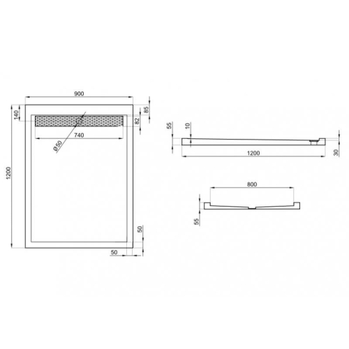 Піддон прямокутний Polimat WEST 120x80x5,5 00147