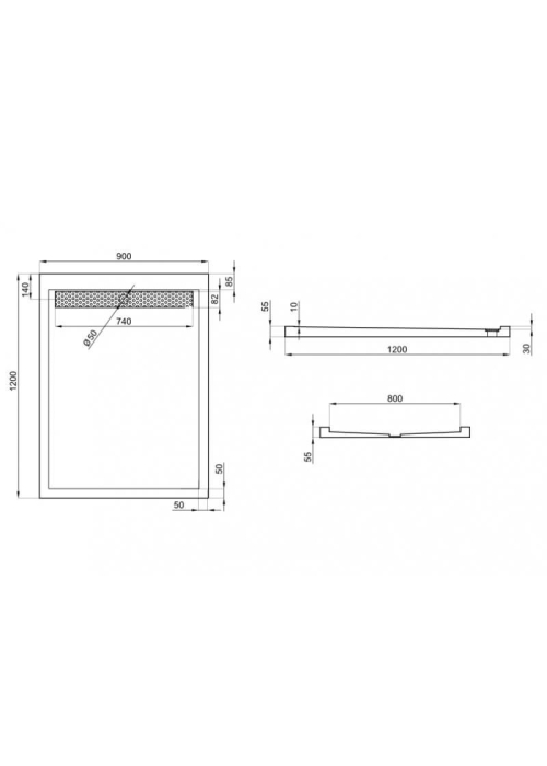 Піддон прямокутний Polimat WEST 120x80x5,5 00147