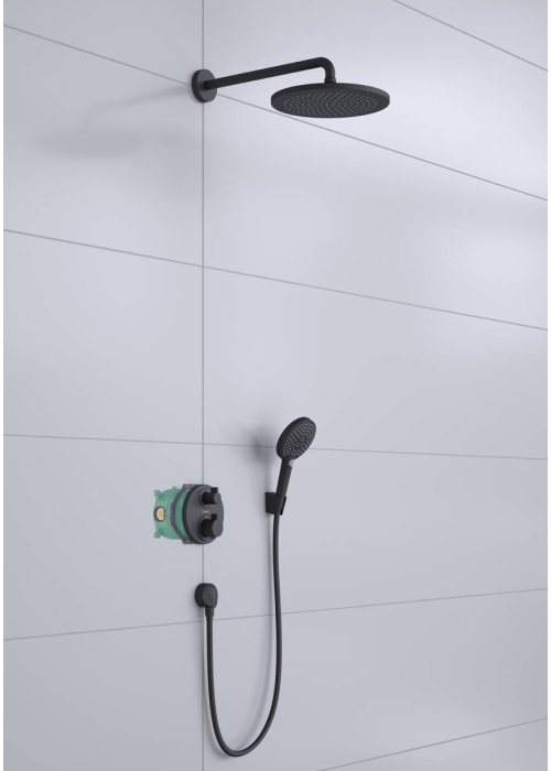 Душова система з термостатом Hansgrohe Croma 280 Ecostat S 27961670 чорний матовий