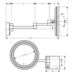 Дзеркало косметичне Hansgrohe AddStoris 41790990 з підсвічуванням LED золото