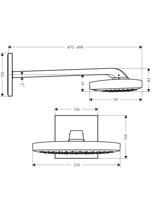 Верхний душ Hansgrohe Raindance Select E 300 3jet, хром 26468000