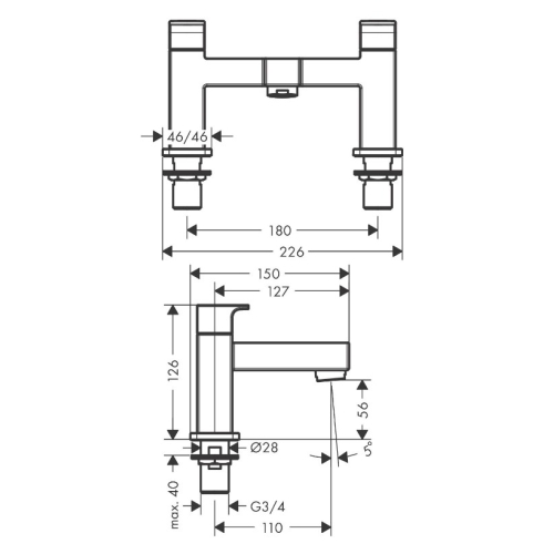 Змішувач на борт ванни Hansgrohe Vernis Shape 71452000 хром