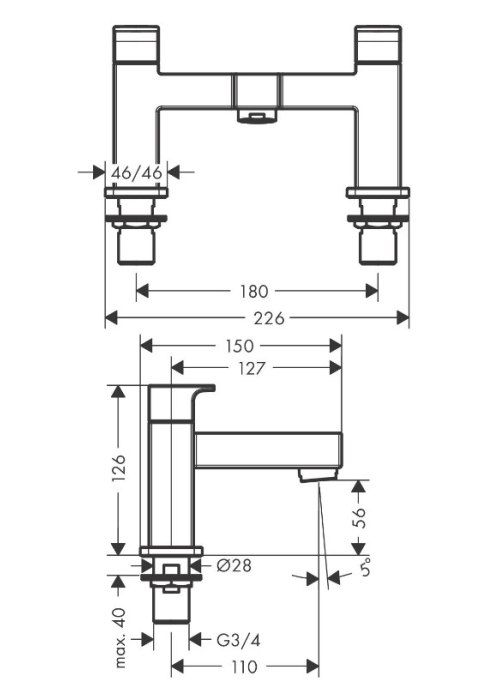 Смеситель на борт ванны Hansgrohe Vernis Shape 71452000 хром