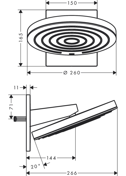 Верхний душ Hansgrohe Pulsify 260 2jet 24150000 хром