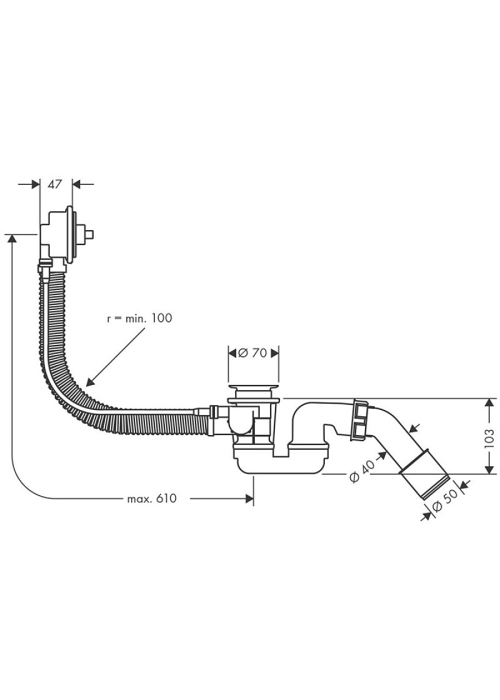 Сифон для ванни Hansgrohe Flexaplus Basic 58140180