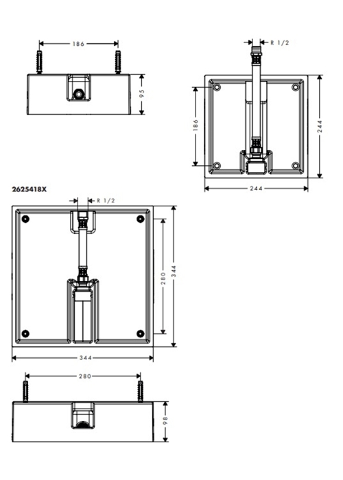 Скрытая часть верхнего душа Hansgrohe Raindance 40х40 1Jet 26254180