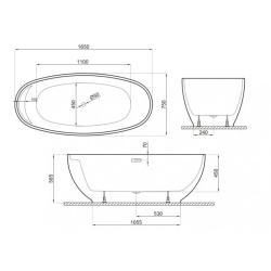 Ванна акрилова окремостояща Polimat KIVI 165x75 00473