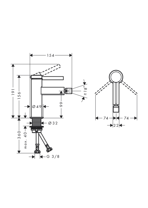 Змішувач Hansgrohe Finoris для біде, білий матовий 76200700