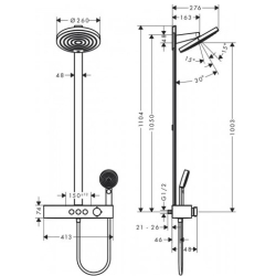 Душова система Hansgrohe Pulsify Showerpipe 260 2jet з термостатом 24240670 чорний матовий