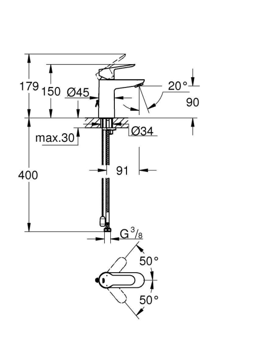 Смеситель для раковины Grohe BauEdge 23329000