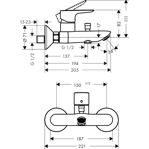 Змішувач для ванни Hansgrohe Talis E Matt White 71740700