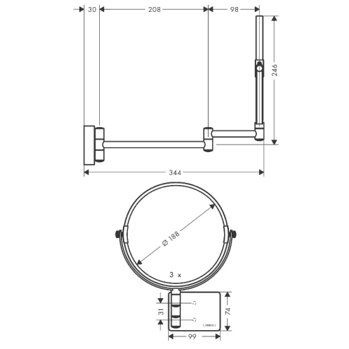 Дзеркало косметичне Hansgrohe AddStoris 41791700 білий матовий