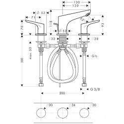 Змішувач для раковини на 3 отвори Hansgrohe Focus 31937000