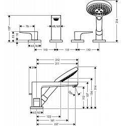 Смеситель на борт ванны Hansgrohe Metropol Secuflex хром 32552000