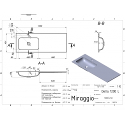 Умывальник Miraggio Della 1200 L Глянец