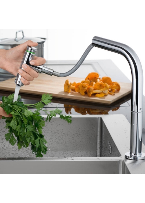 Змішувач для кухні Hansgrohe Metris Select 200 з висувним зливом Sbox 73804000