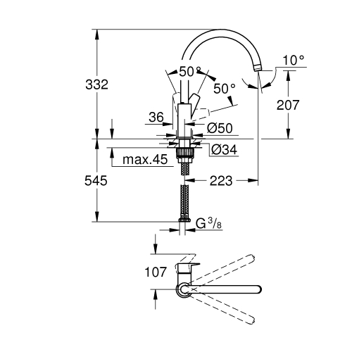 Змішувач одноважільний для кухні Grohe BauEdge 31367001