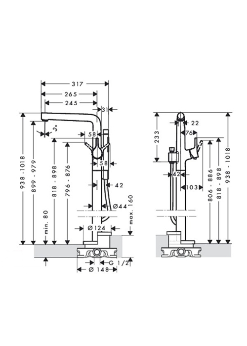 Напольный смеситель для ванны Hansgrohe Talis S 72412000