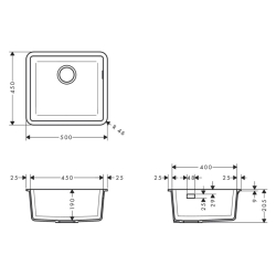 Кухонне миття Hansgrohe S510-U450 під стільницю 500х450 Stonegrey 43431290