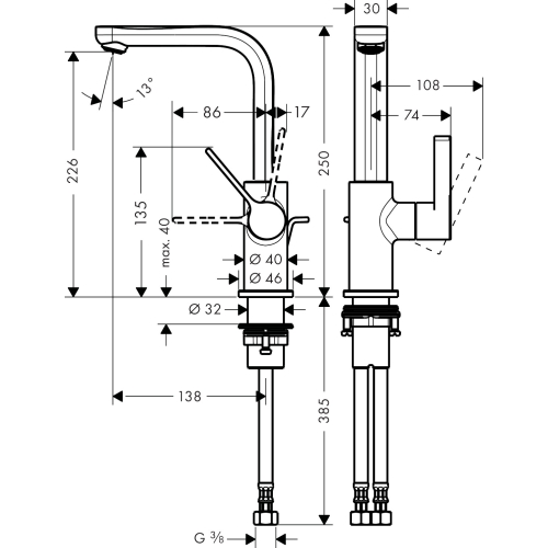 Змішувач для раковини Hansgrohe Metris S 31159000