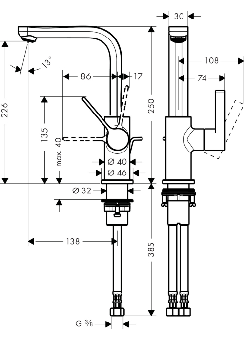 Смеситель для раковины Hansgrohe Metris S 31159000