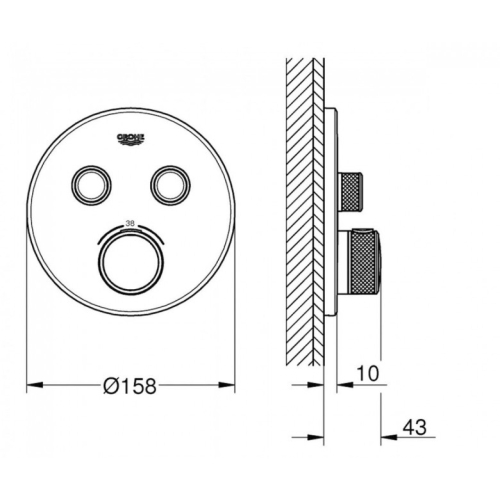 Зовнішня частина змішувача на 2 виходи Grohe Grohtherm SmartControl 29119DC0