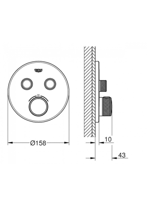 Зовнішня частина змішувача на 2 виходи Grohe Grohtherm SmartControl 29119DC0