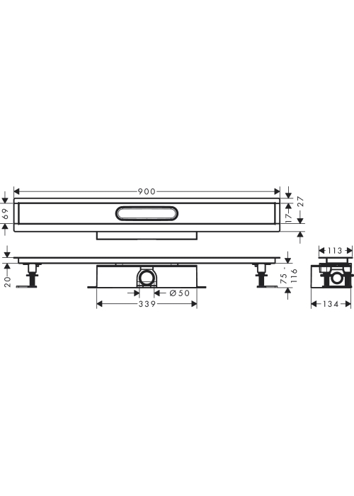 Монтажний комплект для каналів ø50 Hansgrohe uBox universal 900 мм 56025180