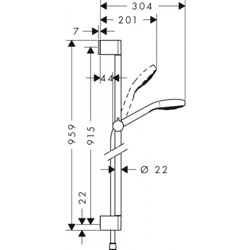 Душовий набір Hansgrohe Croma Select E 1jet 90 см EcoSmart хром/білий 26595400