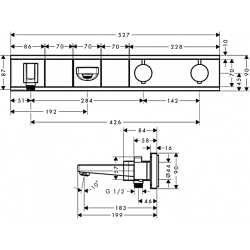 Термостат для ванны Hansgrohe RainSelect с 2 потребителями Chrome/White 15359400