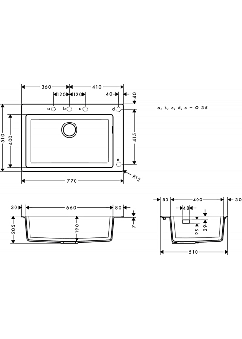 Кухонная мойка Hansgrohe S510-F660 77х51 Stonegrey 43313290