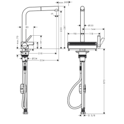 Смеситель для кухни Hansgrohe Aquno Select M81 с выдвижным душем, черный матовый 73836670