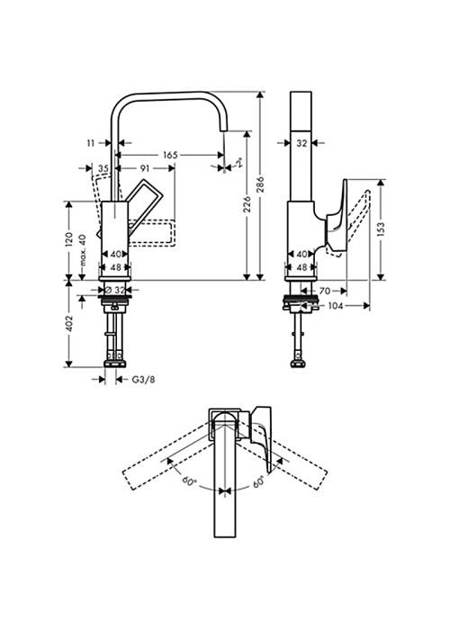 Смеситель для раковины Hansgrohe Metropol с донным клапаном Push-Open 74511000