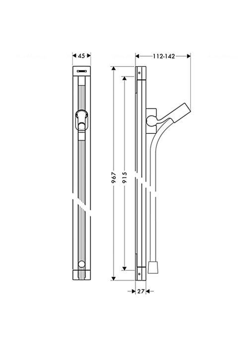 Душова штанга Hansgrohe Unica Raindance 90 см зі шлангом для душу 160 см Chrome 27636000