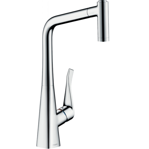 Змішувач для кухні Hansgrohe Metris Select M71 з висувним зливом Sbox 73801000