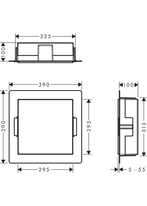 Настінна ніша Hansgrohe XtraStoris Minimalistic з відкритою рамою 30x30x10 см Matt Black 56073670