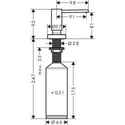 Дозатор кухонний Hansgrohe A51 для миючого засобу 500 ml Stainless Steel Finish 40448800