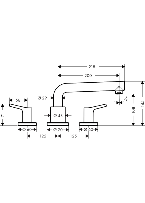 Змішувач для раковини на 3 отвори Hansgrohe Talis S 72415000