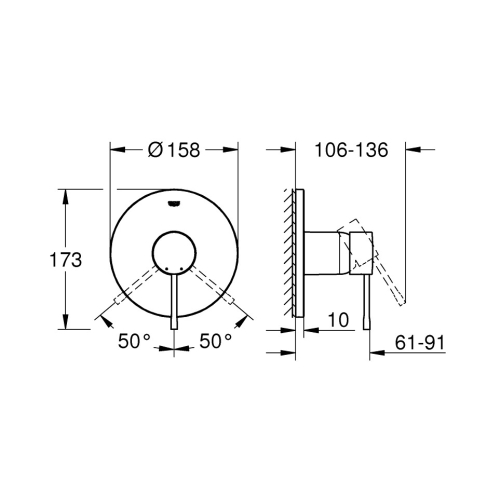 Верхня частина змішувача для душу GROHE Essence New 24057001