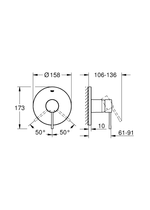 Верхня частина змішувача для душу GROHE Essence New 24057001