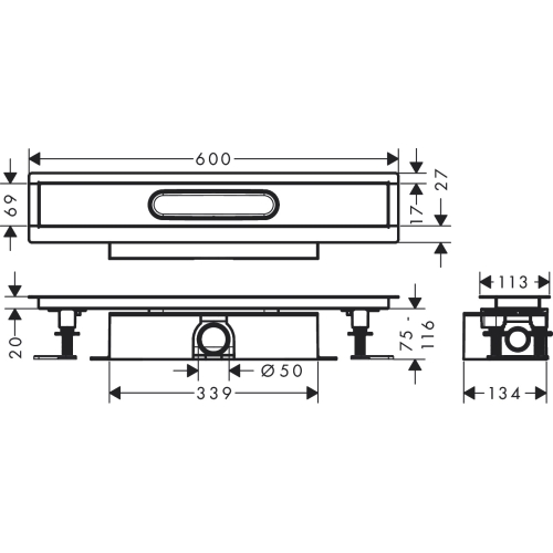 Монтажний комплект для каналів ø50 Hansgrohe uBox universal 600 мм 56022180