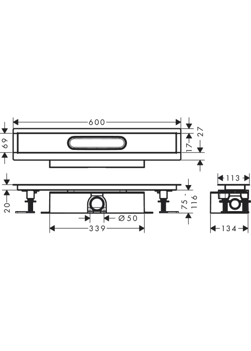 Монтажний комплект для каналів ø50 Hansgrohe uBox universal 600 мм 56022180