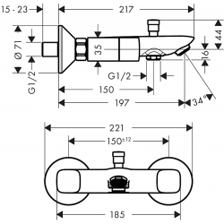 Смеситель для ванны Hansgrohe Logis 71243000