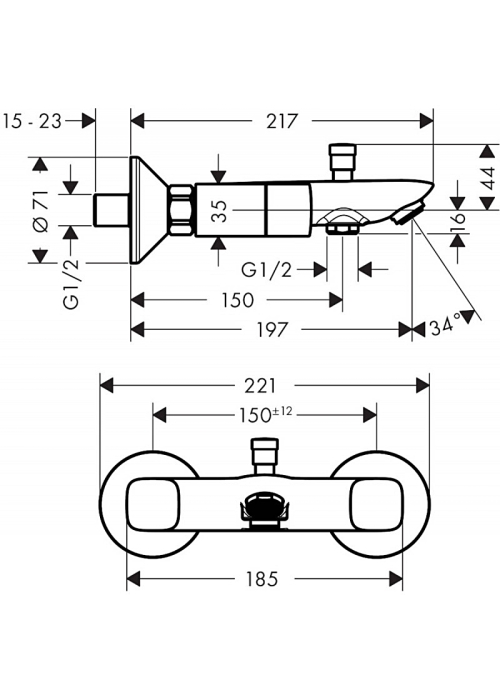 Смеситель для ванны Hansgrohe Logis 71243000