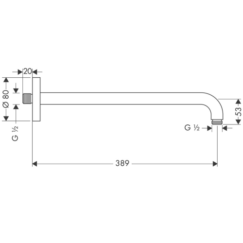 Кронштейн для верхнього душу Hansgrohe 389 мм Brushed Black Chrome 27413340