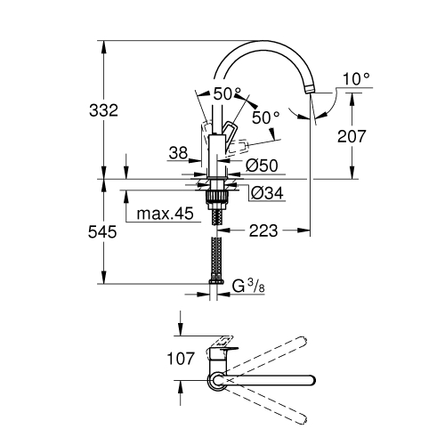 Змішувач для кухні Grohe BauLoop 31368001