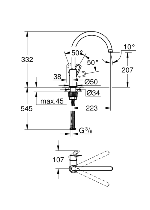 Змішувач для кухні Grohe BauLoop 31368001