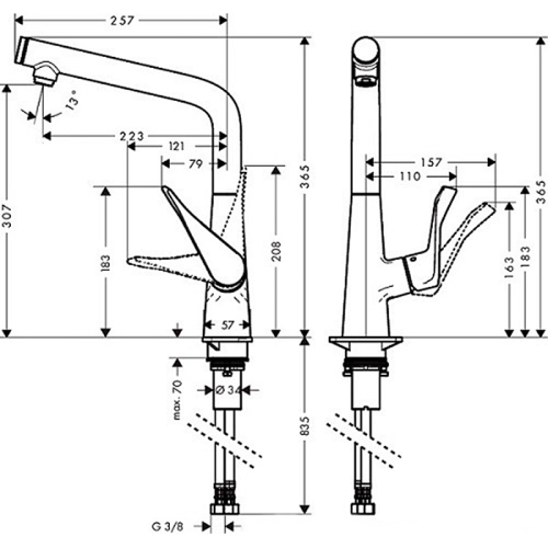 Змішувач для кухні Hansgrohe Metris Select 320 Stainless Steel Finish 14883800