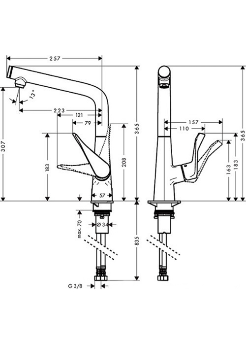 Смеситель для кухни Hansgrohe Metris Select 320 Stainless Steel Finish 14883800