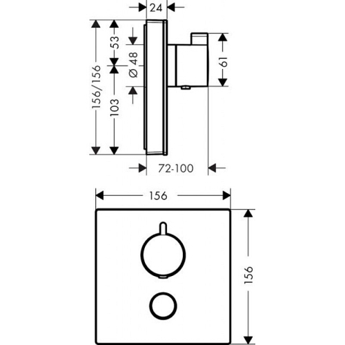 Термостат для душа Hansgrohe ShowerSelect Glass Highfow Black 15735600